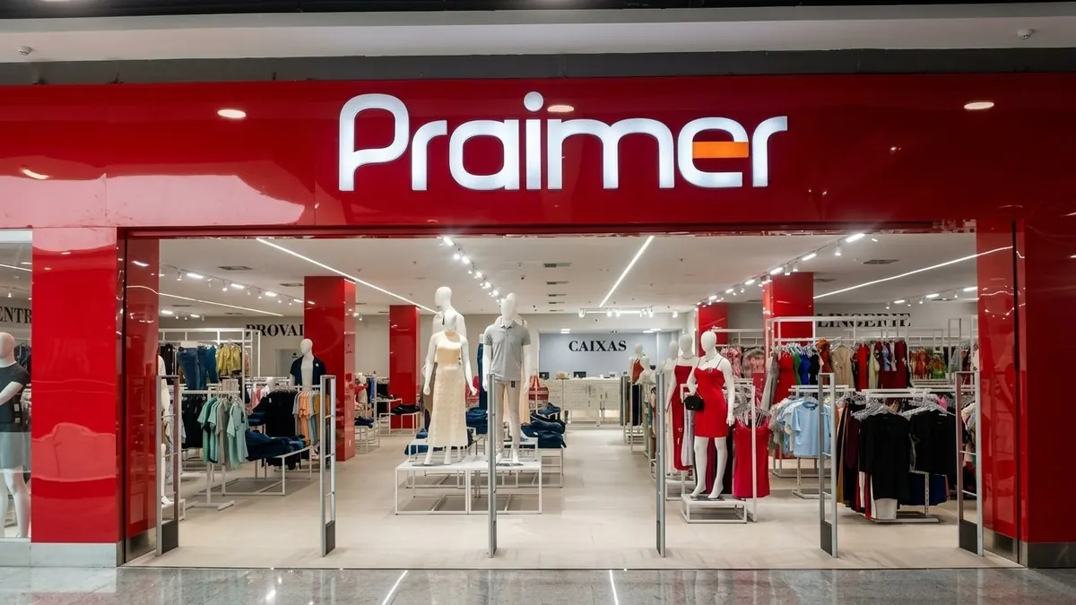 Fachada da loja Praimer com antenas Stocktag na entrada