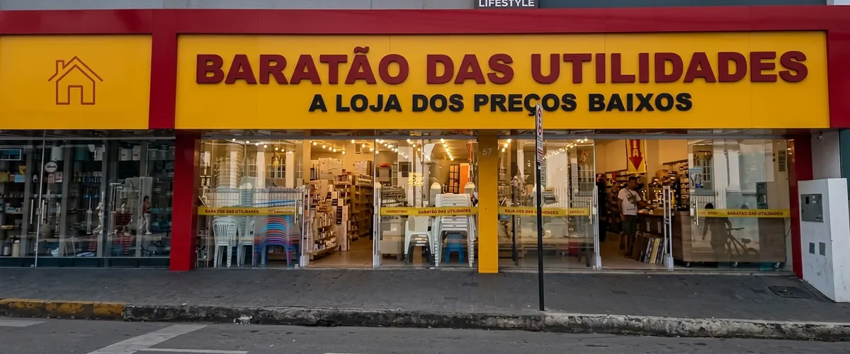 Fachada da loja Baratão das Utilidades